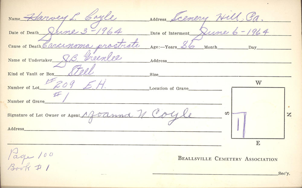 burial card